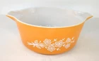 Vintage Pyrex 475-B 2-1/2 QT Casserole Butterfly Gold Happy Orange Bowl W Handle
