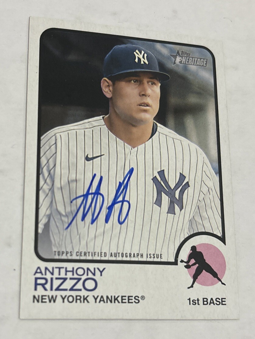 Anthony Rizzo Auto On-card, 2022 Topps Heritage Real One Auto #ROA-AR, Yankees