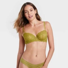 Auden Unlined Bra Womens Balconette Olive Green Bra A1031
