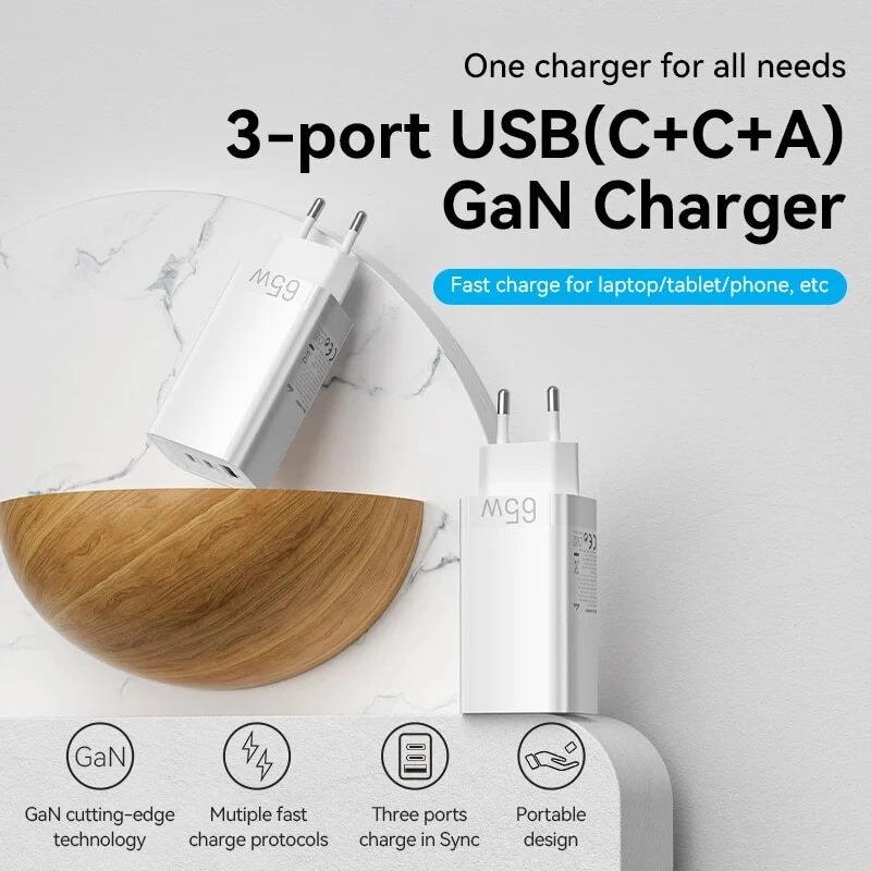 65W GaN Charger Plug Type C PD USB Fast Adapter For Samsung Laptop iPhone 15 14 - Image 2 of 4