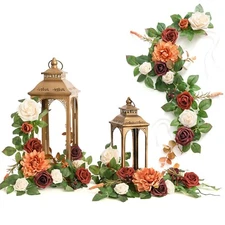 Ling's Moment 6Pack 2ft Artificial Flowers Garland Terracotta Lantern Flower ...
