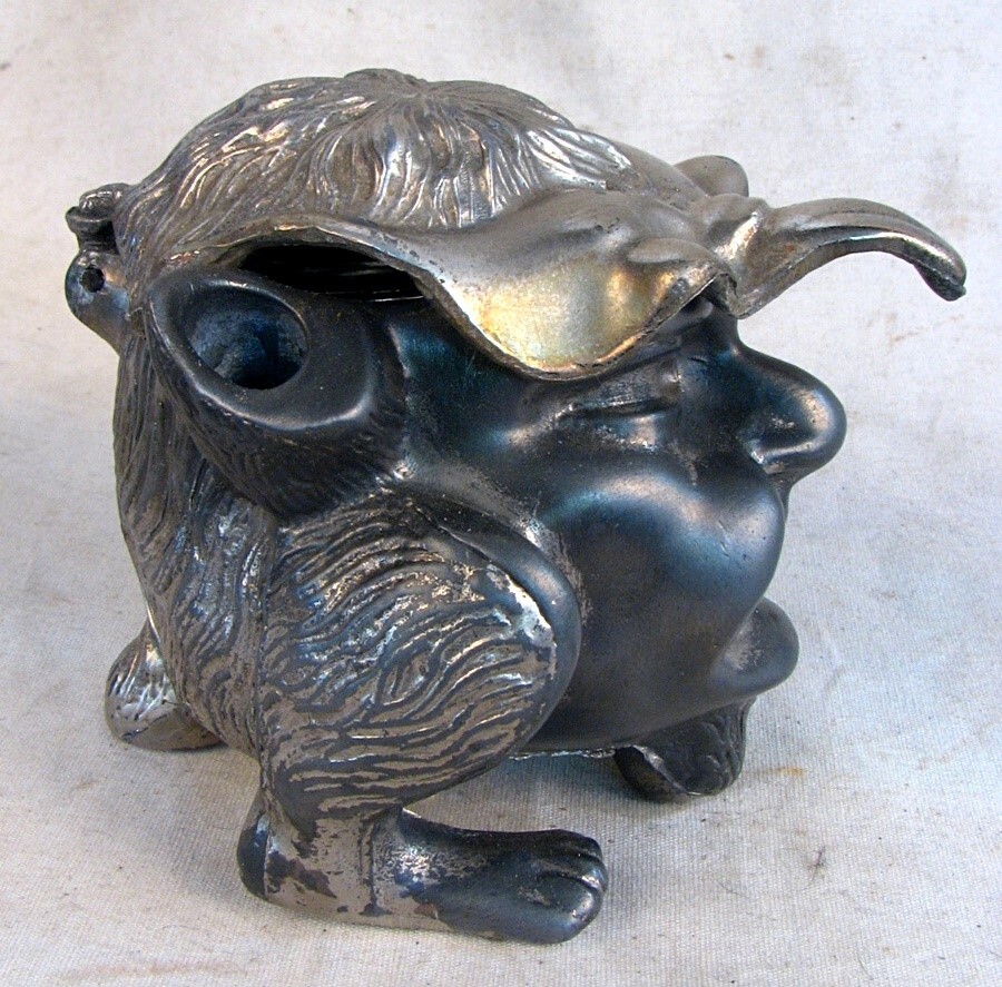 ANTIQUE DEVIL IMP INKWELL ORIGINAL GLASS LINER c.1880 | eBay