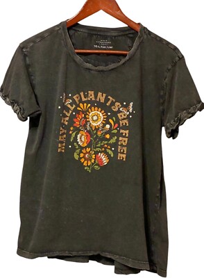 Anthropologie Women's S Black and Grey T-shirt Hippy Boho Carefree