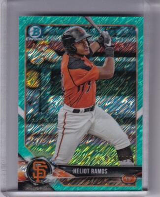 2018 BOWMAN CHROME #BCP143 HELIOT RAMOS ROOKIE RC GREEN REFRACTOR GIANTS 8053