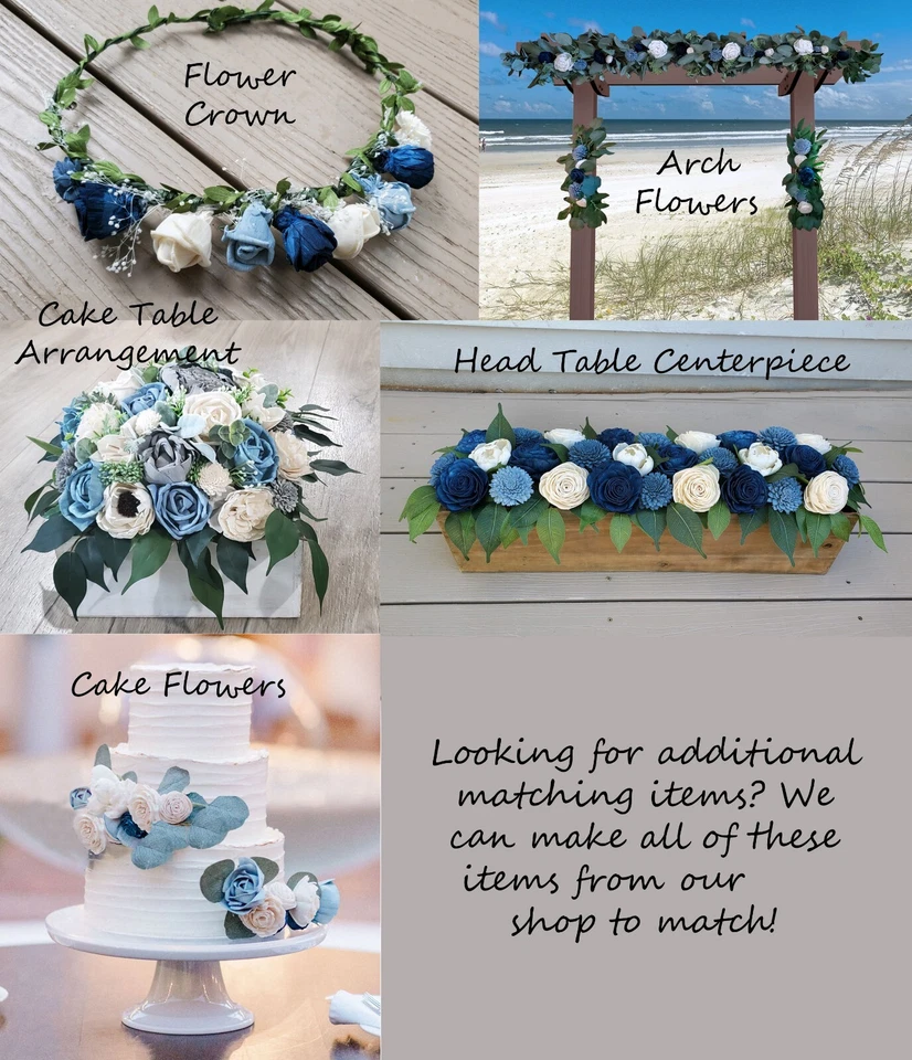 Burgundy Bridal Bouquet Sola Wood Dusty Blue Bridesmaid Gray Wedding Flowers - Image 3 of 3