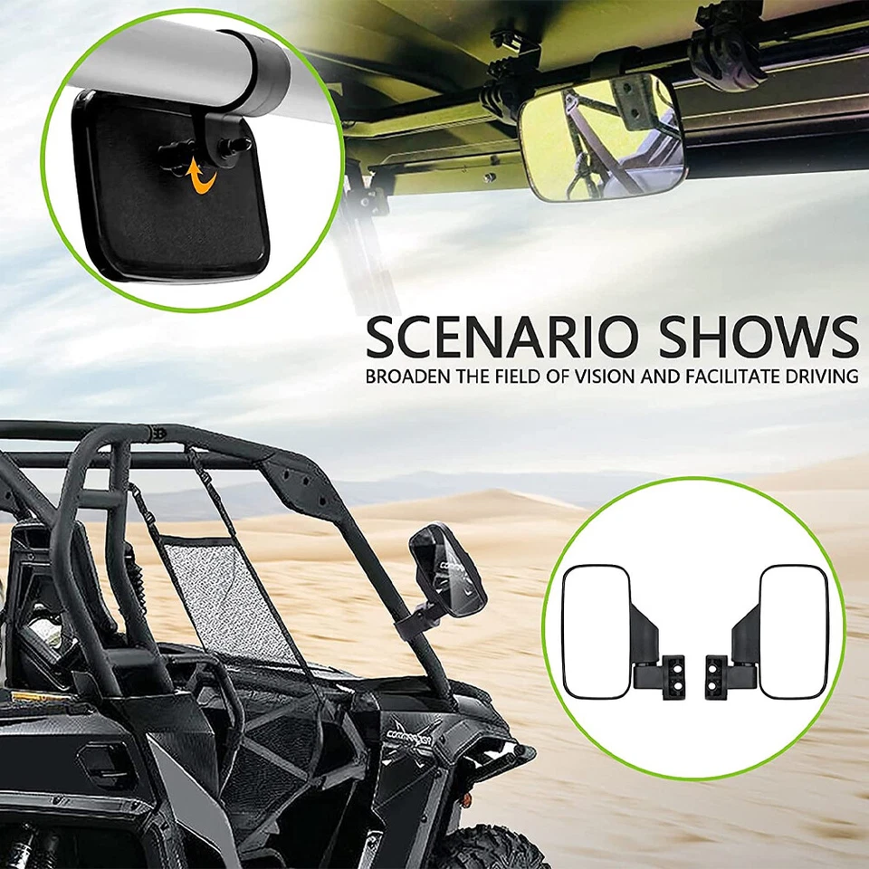 1.75" 2" Rear View Center & Side Mirror For Polaris Cub Cadet Volunteer 2X4 4X4 - Image 4 of 4