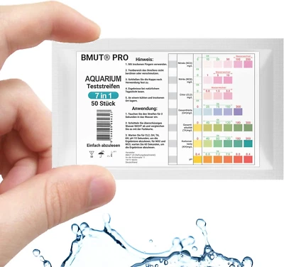 BMUT 50x 7in1 Aquarium Teststreifen Schnelltest GH-Wert Teich Fische Wasserwerte pH B