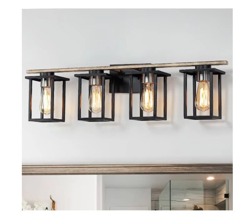 Accesorios de Iluminación de Pared Negro de madera