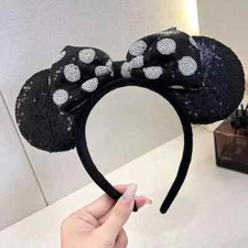 Mickey Mouse Black sequins ears bow Headband