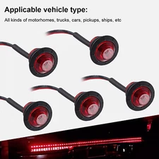 3/4" 12V Marker Lights LED Truck Trailer Round Side Bullet Light Amber Red Lamps