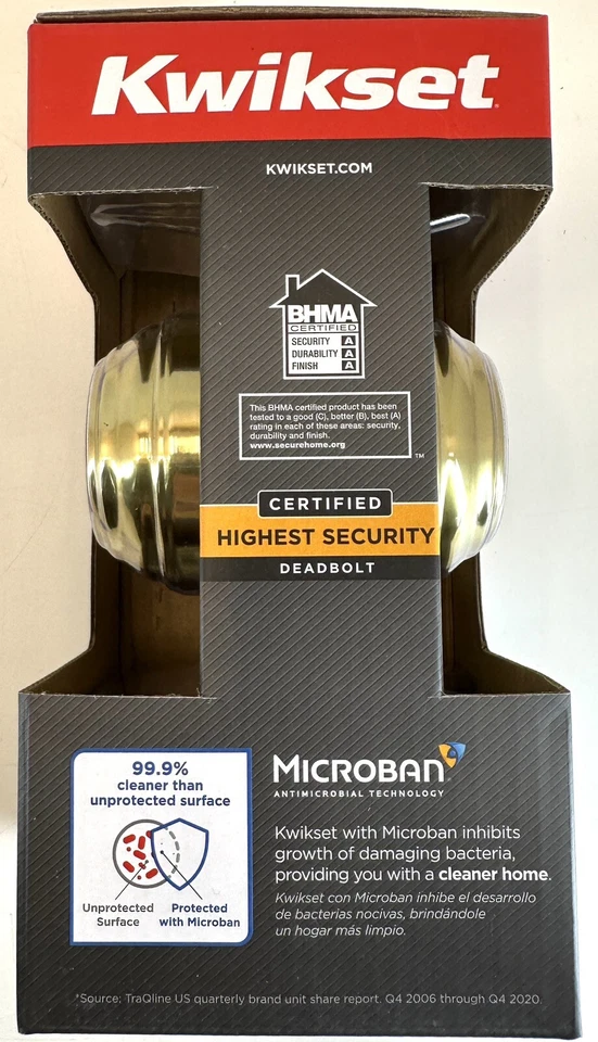 Kwikset Double Cylinder Deadbolt SmartKey & Microban In Polished Brass 99850-071 - Image 4 of 4