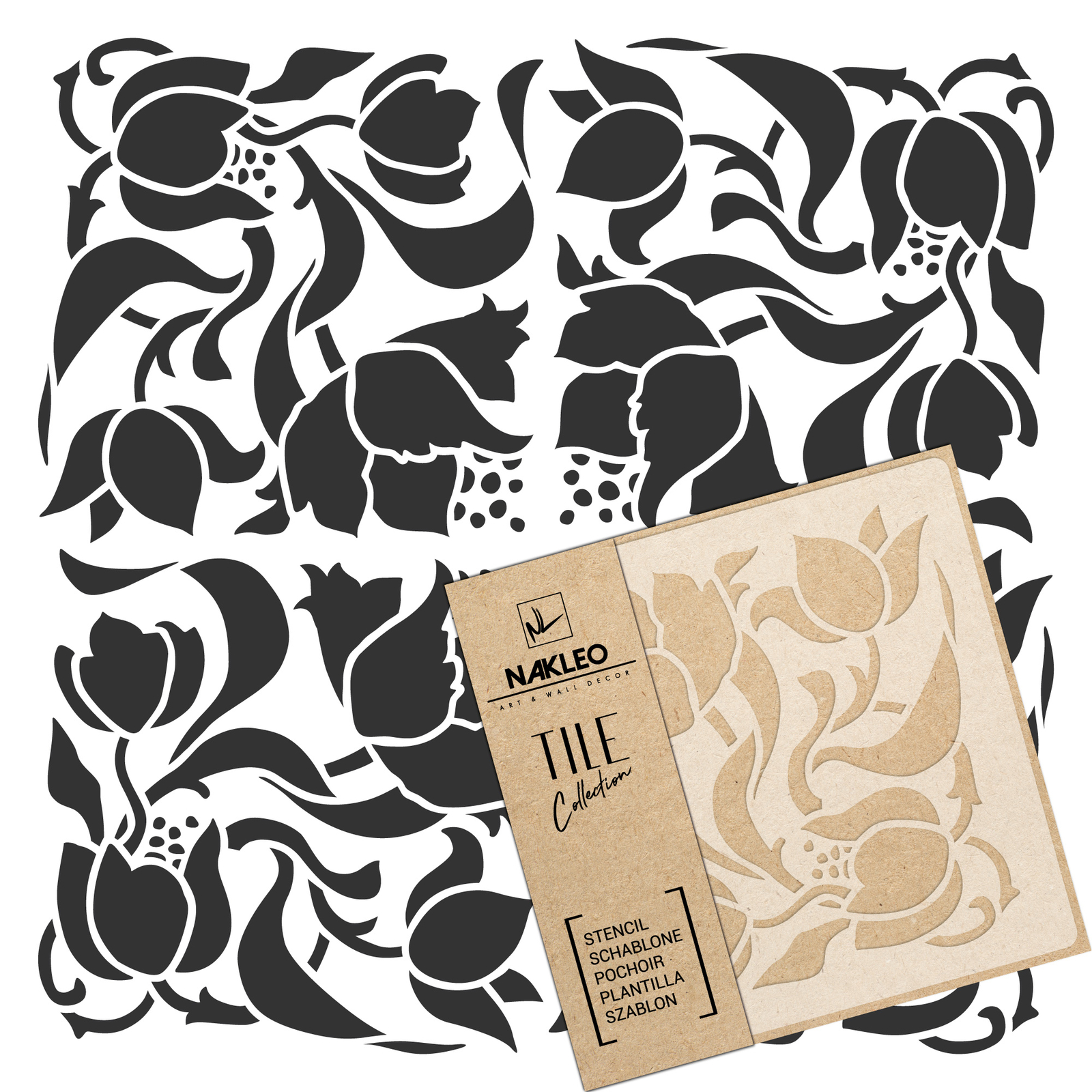 FLOR ART NOUVEAU #4 // Azulejo reutilizable PLÁSTICO Plantilla Geométrico Suelo