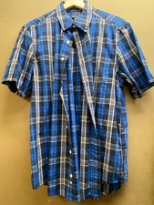 George Men's Plaid Short Sleeve Button Up Shirt Medium 38-40 Blue