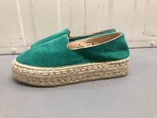 Marks & Spencer Real Suede Platform Espadrilles Shoes UK 3 EU 35.5 Green £40