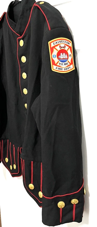 GALVESTON Texas FIRE DEPT. 1885 VTG Doublet Tunic Military Piper Wool Jacket 46 - Image 2 of 4