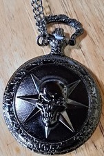Black Skull Steampunk Pocket Watch Chain Fob.