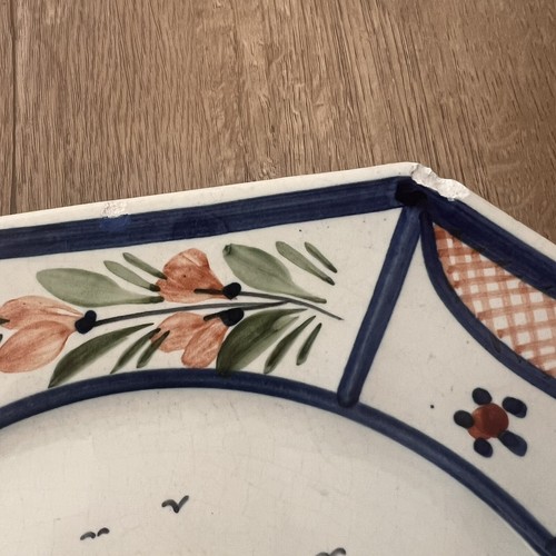 Vintage 1918-1942s HB Quimper France Mistral Blue Dinner Plate Octagonal 10.75” - Picture 2 of 5
