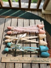 Vintage Shoe Trees Shapers Stretchers Colorful Wood Metal 3 Pair Art Deco