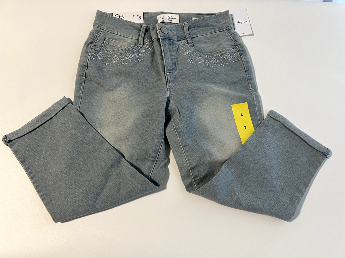 デニム Jessica Simpson Girls Rolled Crop Skinny Jeans Light Blue Size 8