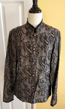 COLDWATER CREEK Shimmering Pewter Gray/Black Animal Print Jacket w/ Trim (S) NEW