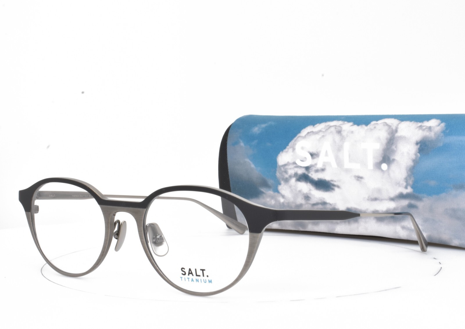 SALT. Eyeglasses MATTE BLACK BRUSHED SILVER Titanium PANTO 49-20-142 TORRES
