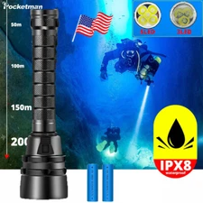 99000LM Powerful LED Diving Flashlight Professional Diving Light with Rope US