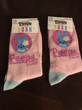 Peeps Easter Socks 2 Pair Women Size 5 - 9.5 Pink  Blue