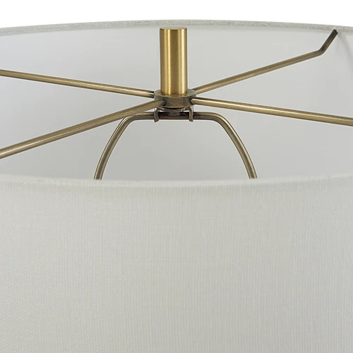 Contemporary Chalk White Ceramic Grid Pattern Table Lamp 28 in Embossed Squares - Picture 6 of 7