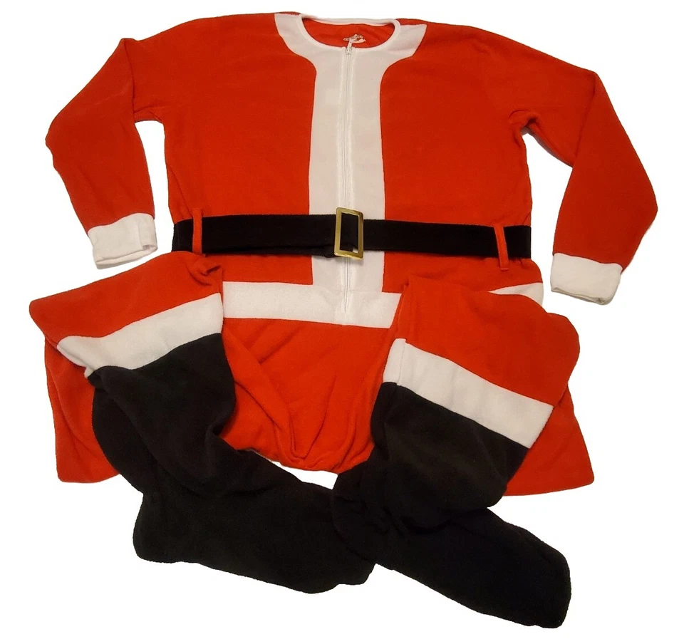 Pijama de una pieza de Papá Noel para hombre talla mediana pies cremallera Joe Boxer con sombrero  Foto 2 de 4