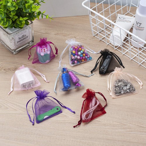 100 piezas bolsas pequeñas de malla de 2x3 pulgadas bolsas de organza con cordón bolsas de regalo de malla - Imagen 2 de 7