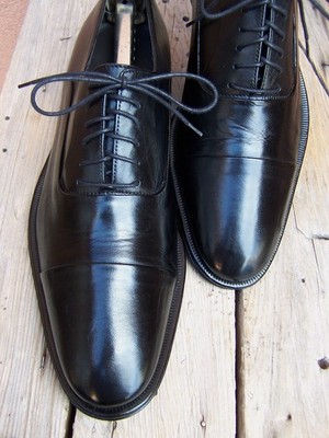 BRUNO MAGLI Mens Casual Dress Shoes Black Leather Cap Toe Italian Oxford Size 9M