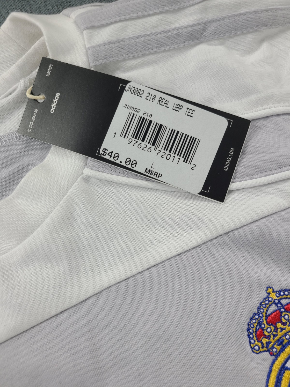 adidas Real Madrid UBP (Urban Purist) T-shirt in grey/white #JN3062 Men's Large  thumbnail 8