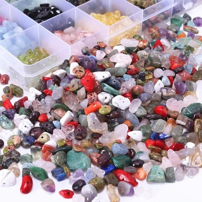 1200 Stck. Edelstein Chip Perlen 24 Farben 5-7 mm Kristalle zum Selbermachen Handarbeit Schmuck