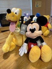 Authentic Disney Store 15 Pluto And 18 Mickey Mouse Plush Stuffed Animals NWT