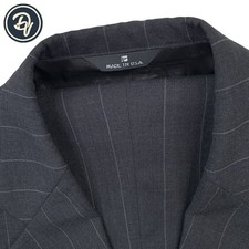 Mens 44 R Polo by Ralph Lauren " University Club " Charcoal Chalk Stripe Suit