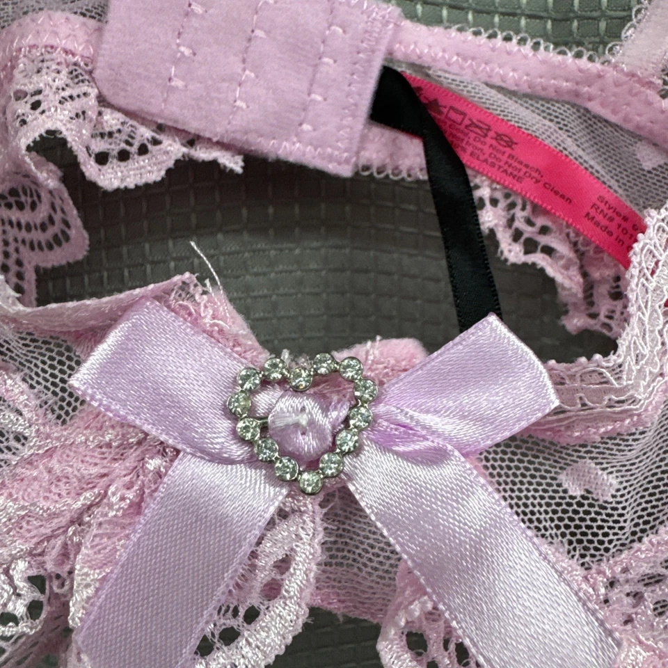 Sutiã feminino Seven Til Midnight malha coração renda e calcinha ligada - G - Rosa - Imagem 3 de 4