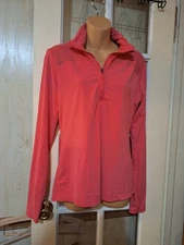 Victoria Sport Top Womens 1/4 Zip Mesh Panel Long Sleeve Active Coral Sz M