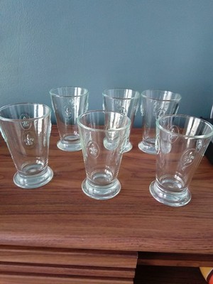 Set of 6 La Rochere Fleur de Lys Highball Glasses Footed Tumblers Made in France