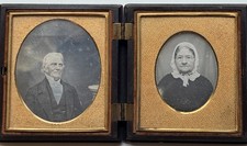 Old Victorian Couple, Double 1/6 Daguerreotype, Full Composition Union Case