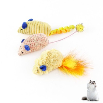 Andiker 3PCS Cat Mouse Toys, Colorful Catnip Toys for Cats with Small, Yellow
