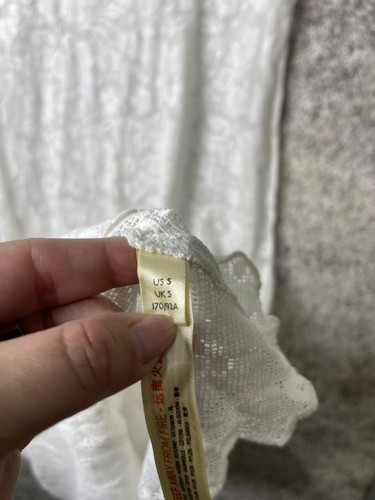 Free People abito donna piccolo bianco pizzo manica svasata maxi boho sposa formale - Foto 5 di 7