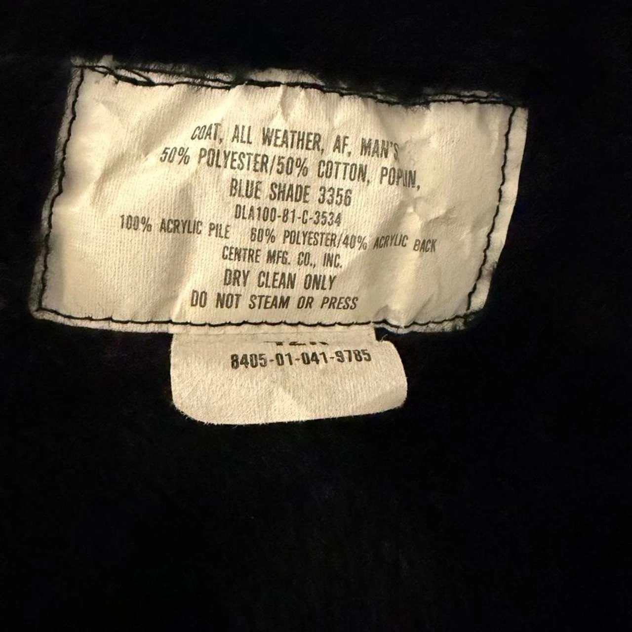 Vintage 1980's U.S. Air Force all-weather military overcoat Navy - product detail image 4