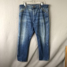 Vintage Wrangler 13MWZ Jeans Mens 36x32 Blue Cowboy Cut Denim USA fits 36x29