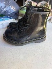 Doc Martens Black Patent Leather Combat Boots Size 8c Toddler