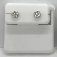 925 Sterling Silver 4mm CZ Flower Cluster Stud Earrings Men Women Screw Back