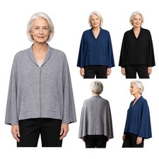 Women Jacket Comfortable Cardigan Shawls Coat Loose Fit Knit Lapel Collar