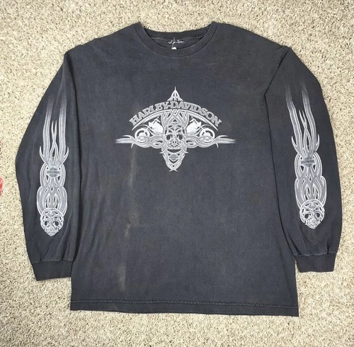 90s Harley Davidson Tattoo Tribal Longsleeve Shirt S 1990s vintage concert t-shirt, vintage, size XL, single stitch, B+ condition