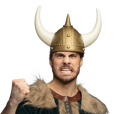 BOLAND Wikingerhelm Erik Helm mit Hörnern Wikinger-Kostüm Barbar Karneval Motto-Party