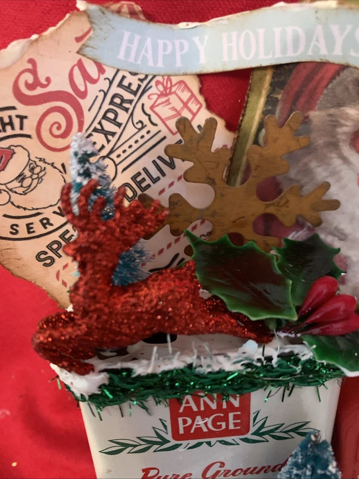 Christmas primitive Postman Spice Tin Riser  Tray - Coffee Bar Decor - Image 4 of 4