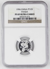 China 1996 10 Yuan 1/10 Oz 9995 Platinum Proof Panda NGC PF69 UC Better Date 9748.10 per troy oz